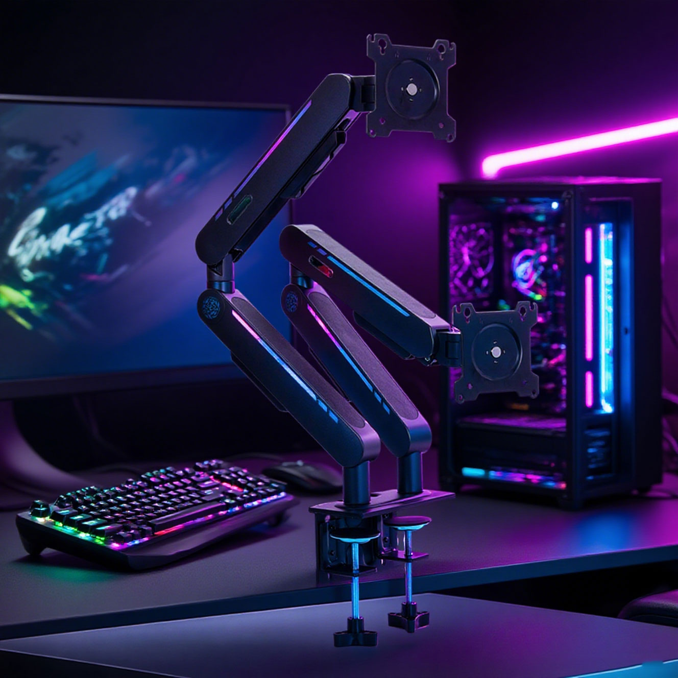Monitor Stand - ขาตั้งจอภาพแบบติดโต๊ะพร้อมแก๊สสปริงรุ่นใหม่ รองรับจอภาพขนาด 17 ถึง 32 นิ้ว