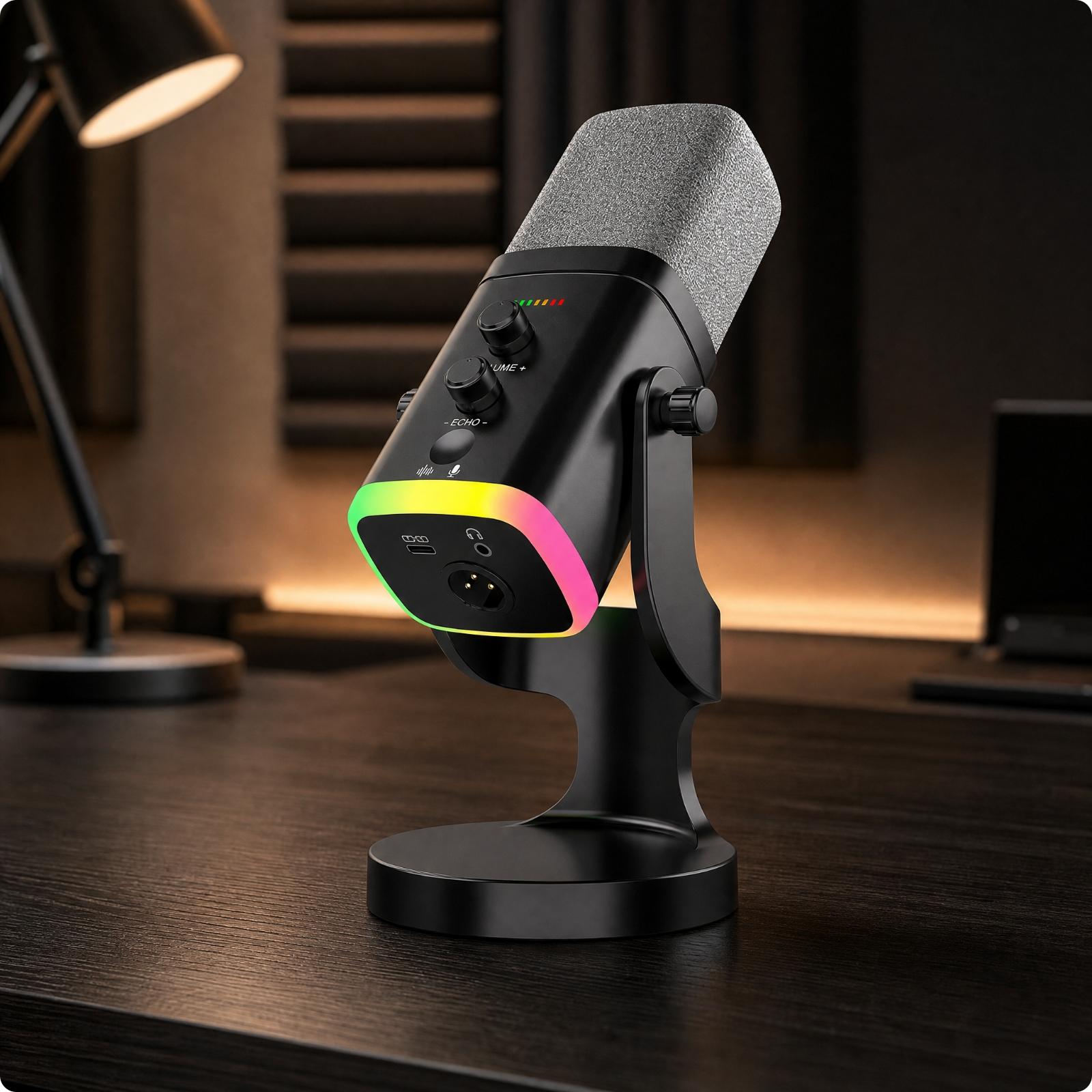 Standing Desk - ไมโครโฟนแบบตั้งโต๊ะ รูปทรงคาร์ดิออยด์ เชื่อมต่อ USB สำหรับบันทึกเสียงคอมพิวเตอร์ พอดแคสต์