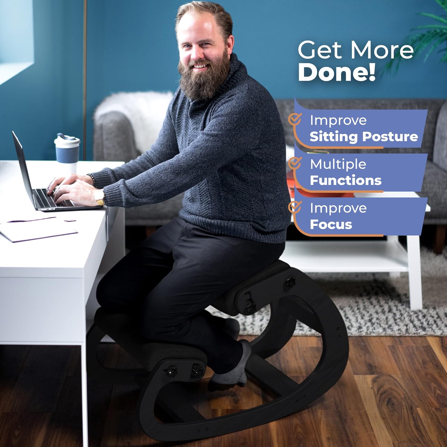 เก้าอี้ไม้ปรับระดับได้สำหรับนั - Office Stool บทวิจารณ์และราคา