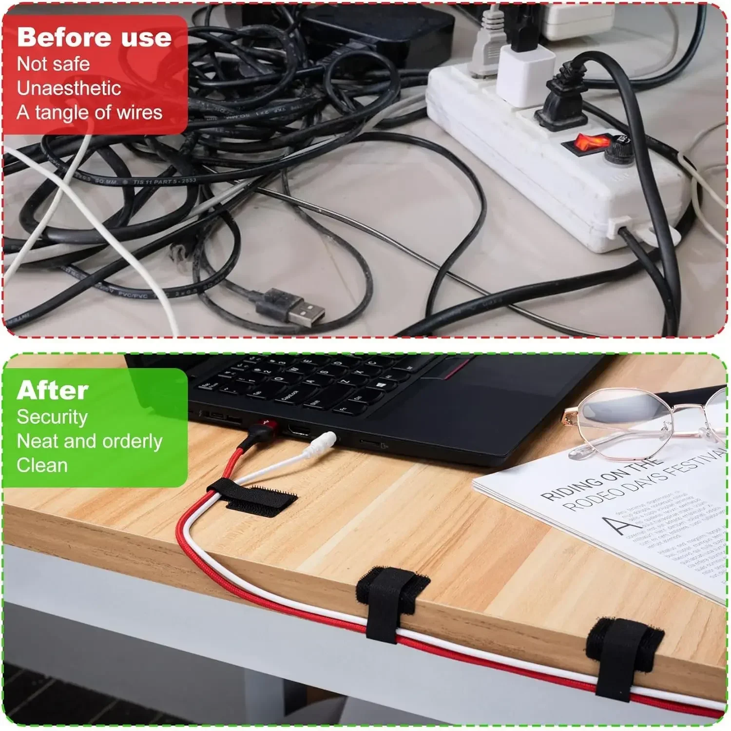 สายรัดเคเบิลแบบใช้ซ้ำได้รุ่นให - Desk Organizer บทวิจารณ์และราคา